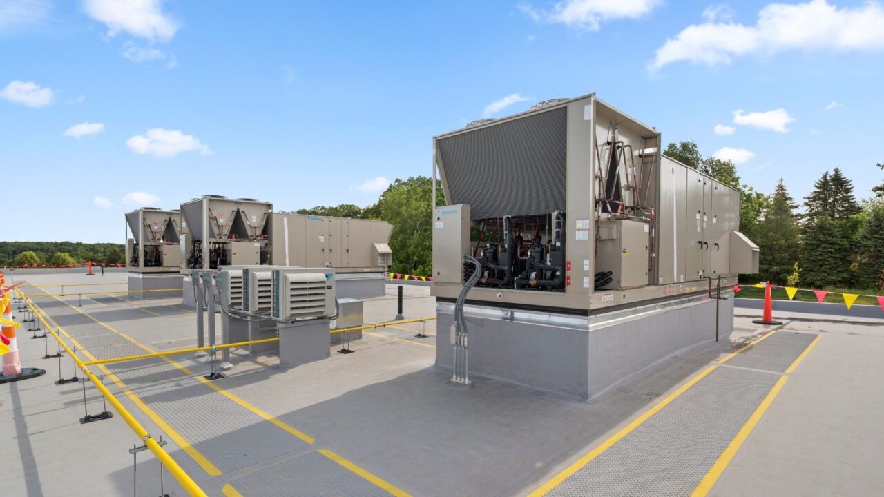 HVAC system on roof of LVHN-UHS Behavioral Health Hospital