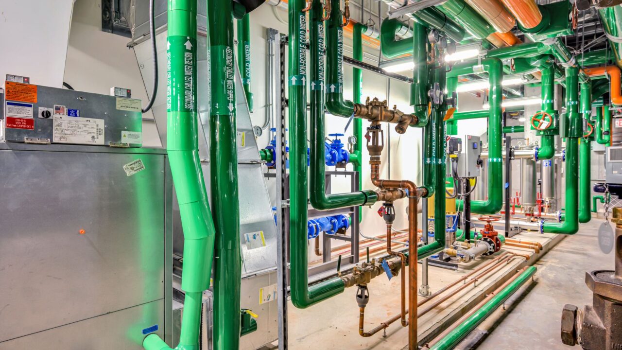 Piping inside the University of Delaware Building X project
